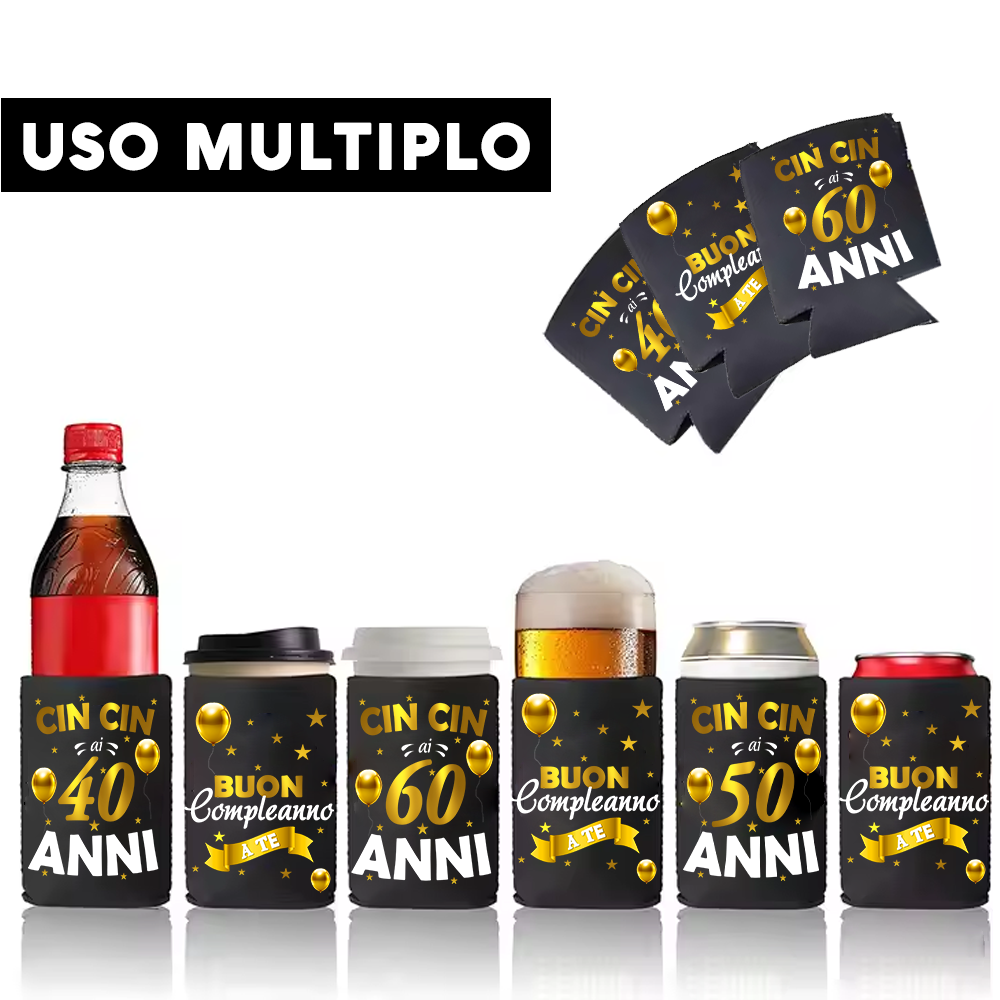 Raffredda Lattina Ecopelle Sintetica Nera Confezione da 10 - Buon 50 Compleanno