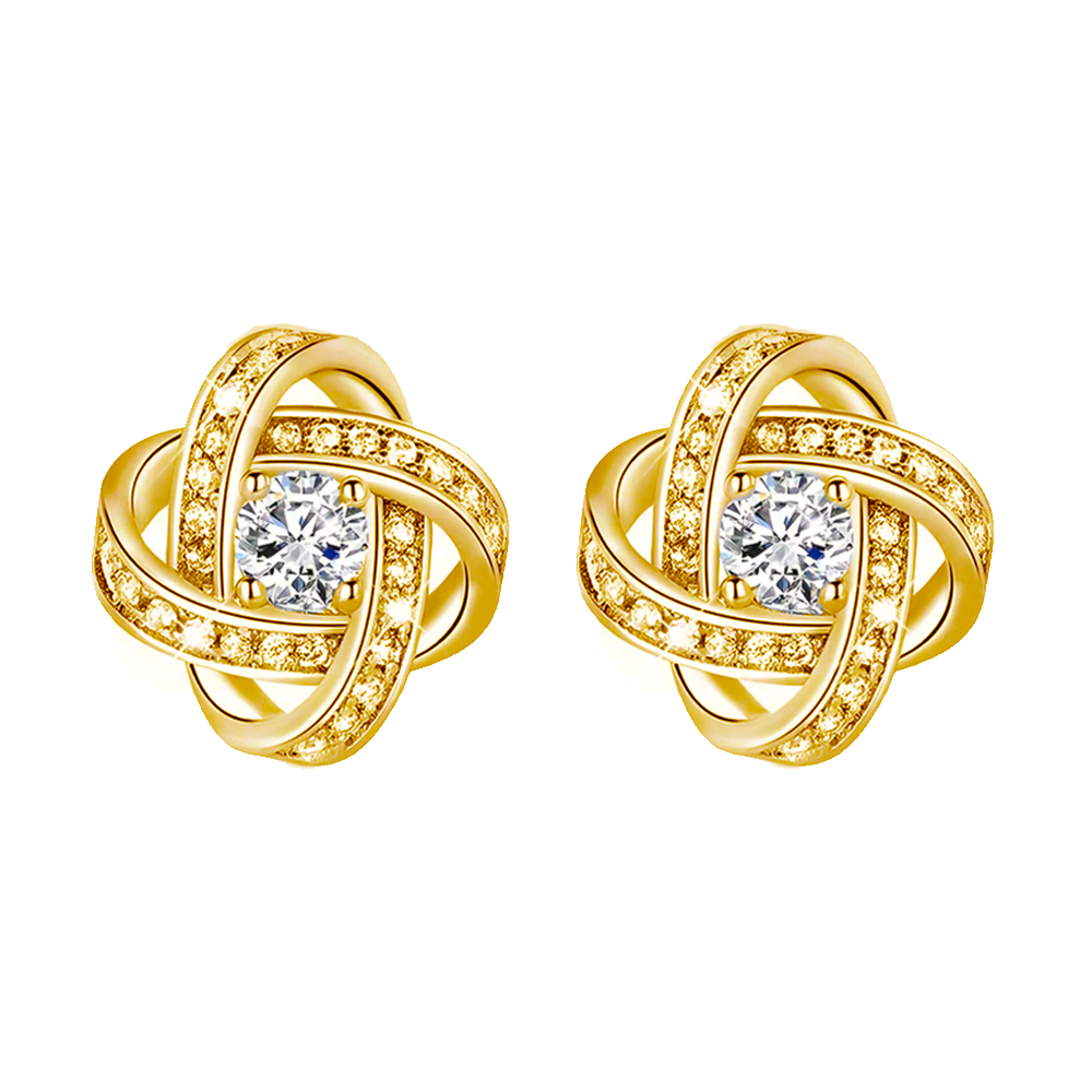 Orecchini Nodo con Pietra Donna in Acciaio chirurgico con Finitura in Oro 18k