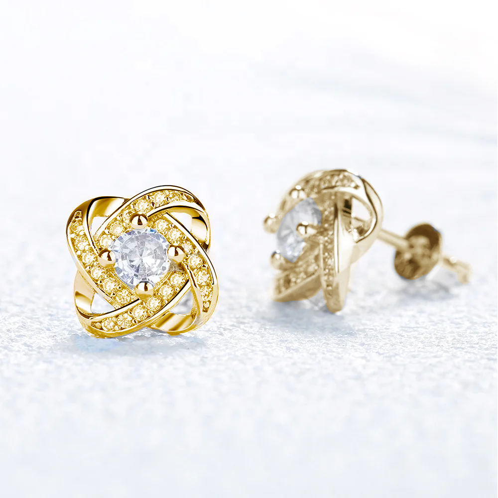 Orecchini Nodo con Pietra in Acciaio chirurgico - A mia Nonna