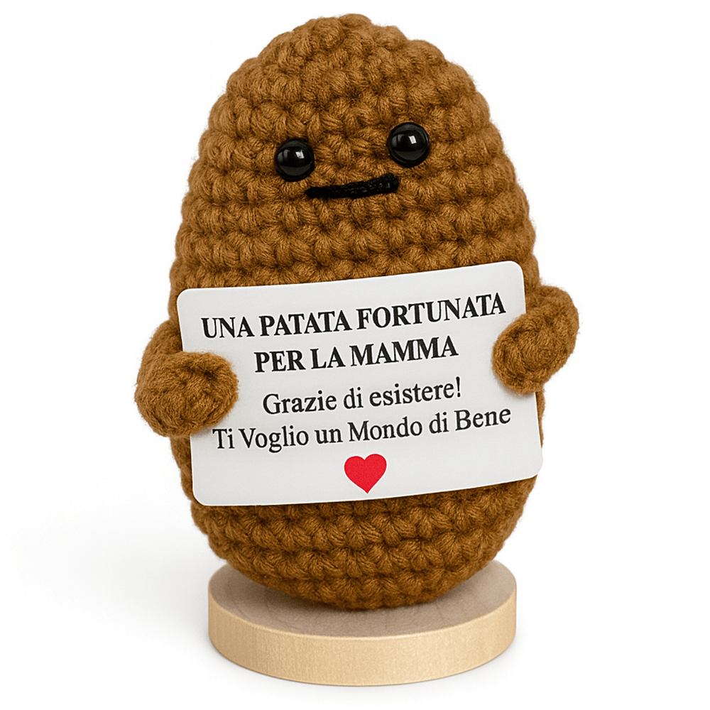 Peluche Crochet con Base in Legno - Patata Fortunata per la mia Mamma