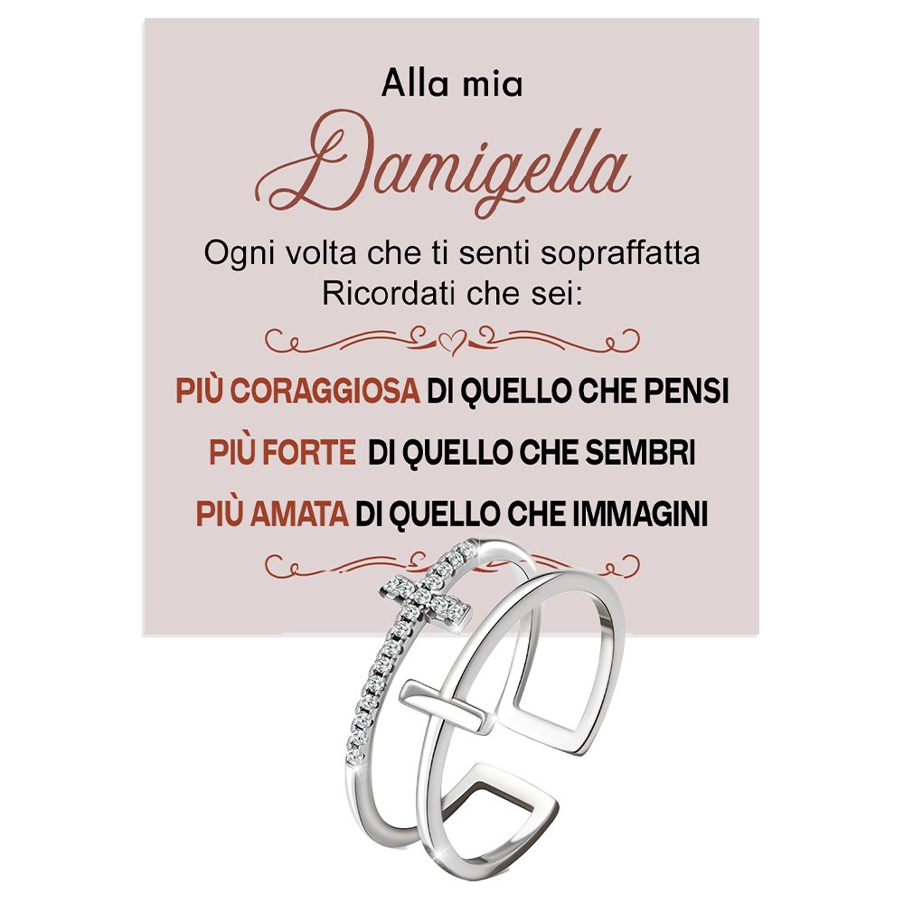Anello da Donna in Argento Sterling 925 Per la mia damigella - Croce