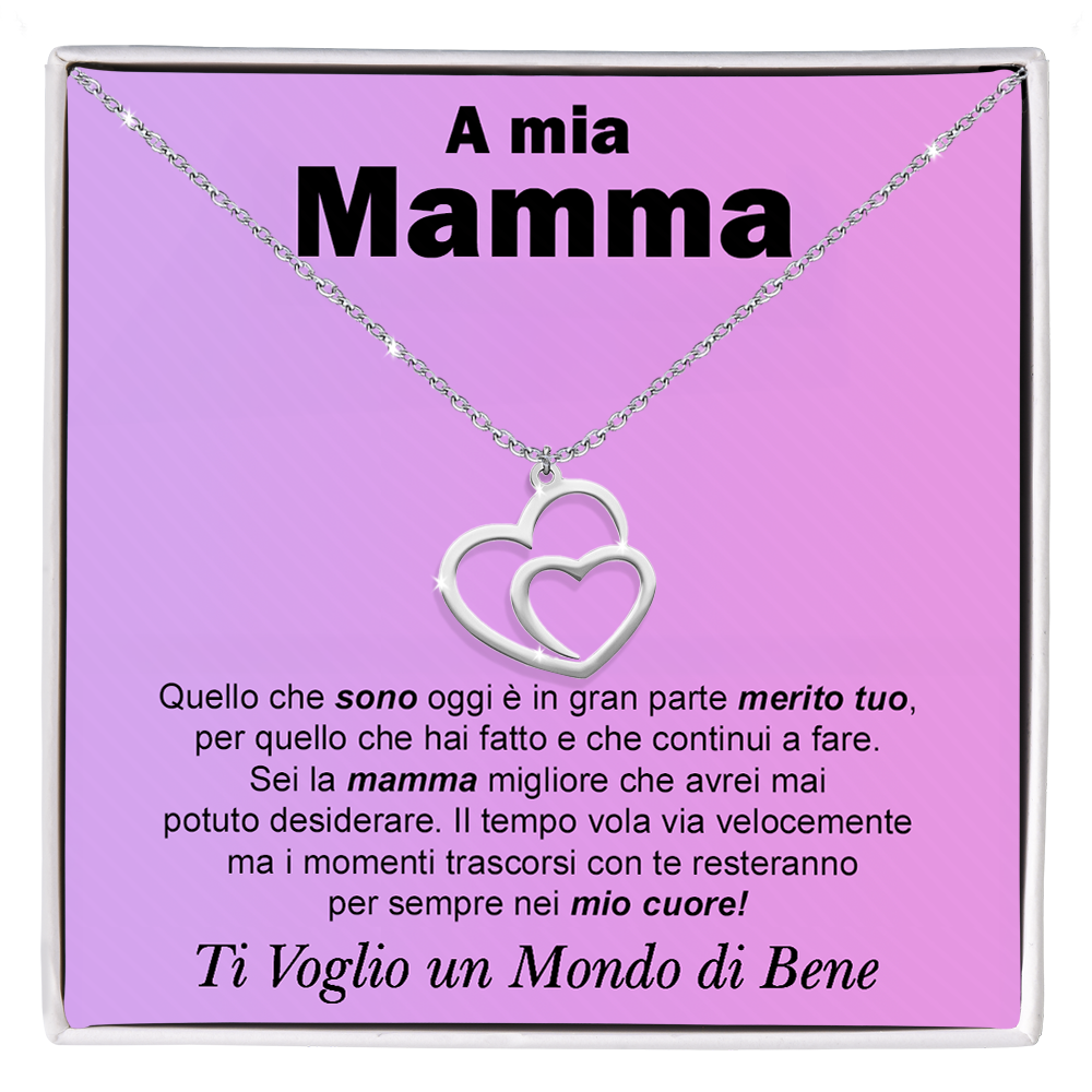 Collana Due Cuori Uniti in Argento Sterling 925 - A mia mamma