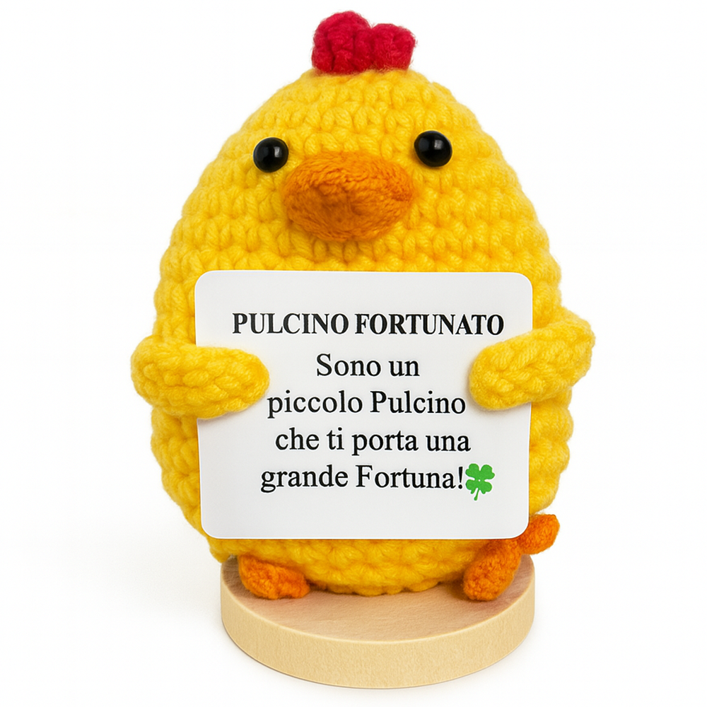 Peluche Crochet Con base in legno - Pulcino Fortunato