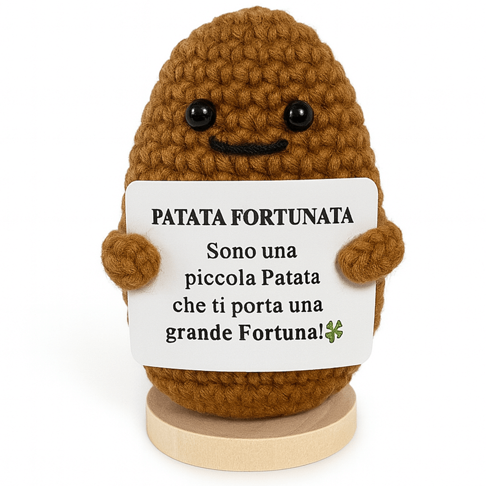 Peluche Crochet con Base in Legno  - Patata Fortunata
