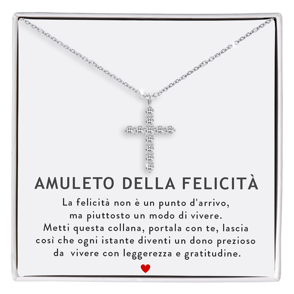 Collana Croce Donna - Argento sterling 925 - Amuleto della felicità