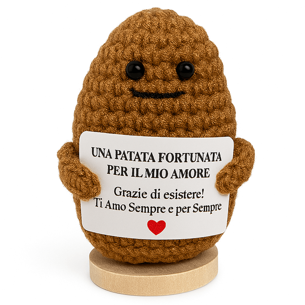 Peluche Crochet con Base in Legno - Patata Fortunata per il Mio Amore