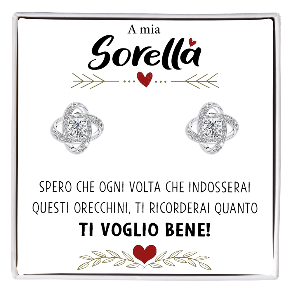 Orecchini Nodo con Pietra in Acciaio chirurgico - A mia Sorella