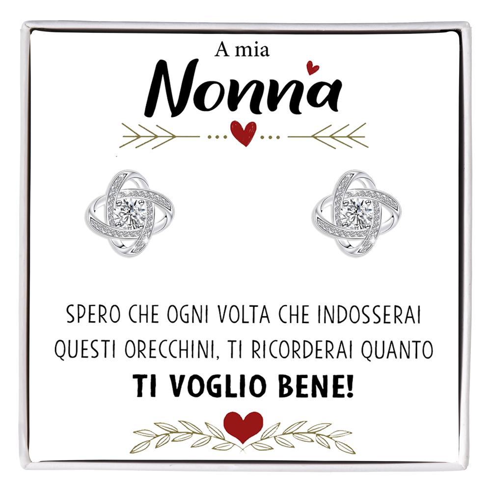 Orecchini Nodo con Pietra in Acciaio chirurgico - A mia Nonna