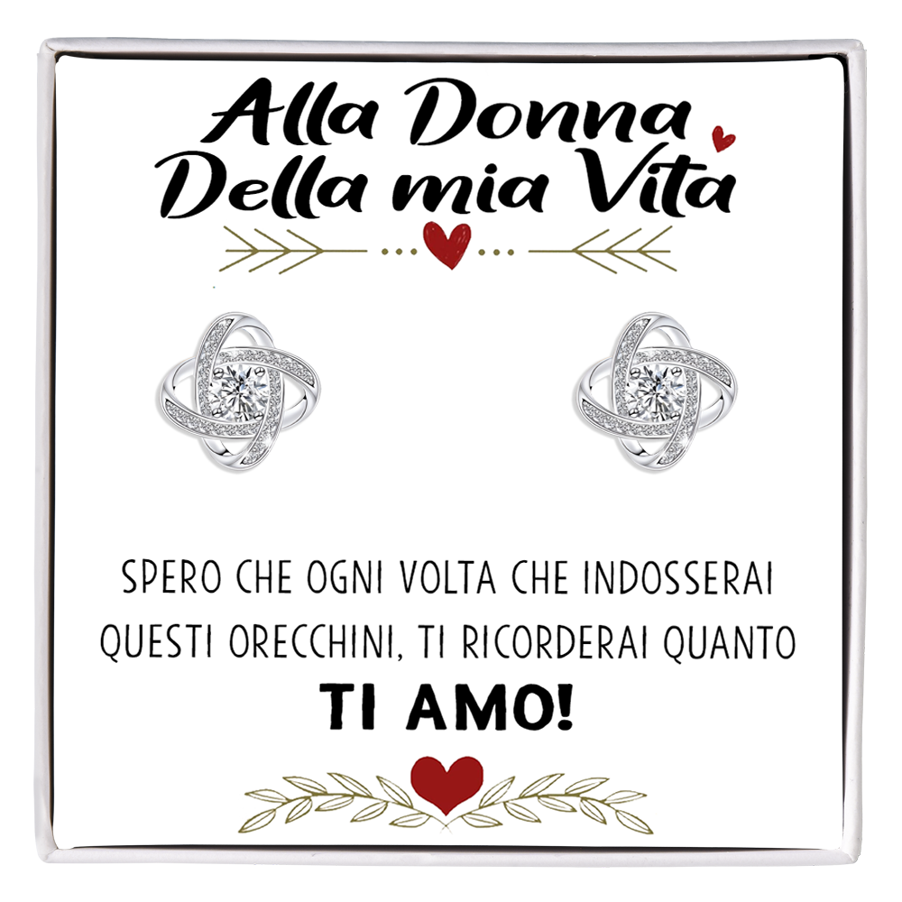 Orecchini Nodo con Pietra in Acciaio chirurgico - Alla donna della mia vita