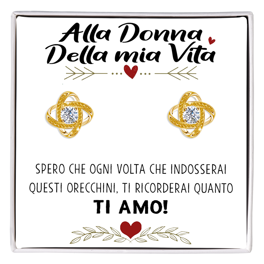 Orecchini Nodo con Pietra in Acciaio chirurgico - Alla donna della mia vita