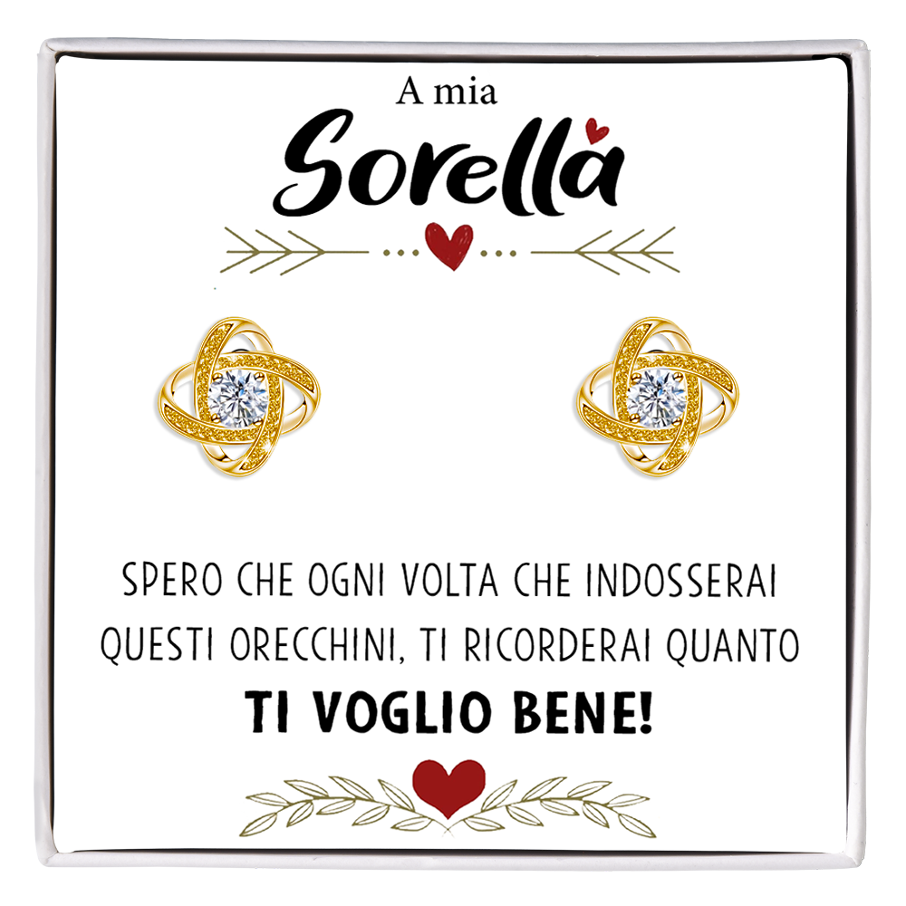 Orecchini Nodo con Pietra in Acciaio chirurgico - A mia Sorella