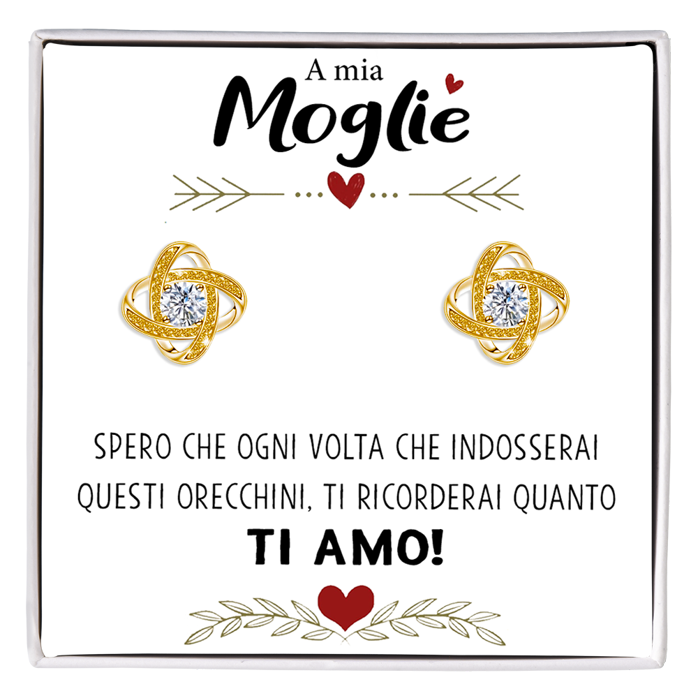 Orecchini Nodo con Pietra in Acciaio chirurgico - A mia Moglie