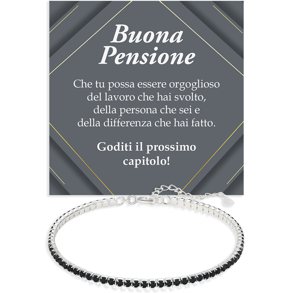 Bracciale Tennis Nero in Argento Sterling 925 - Buona Pensione
