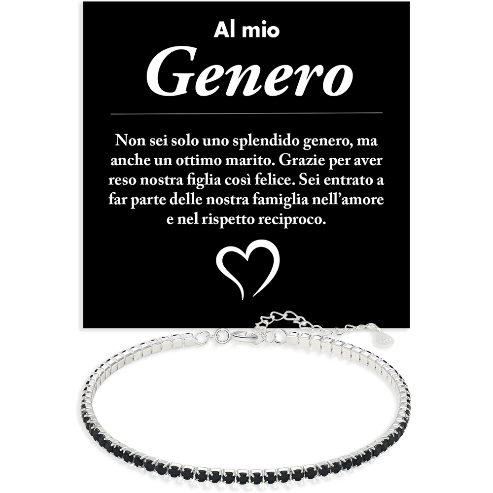 Bracciale Tennis Nero in Argento Sterling 925 - Genero