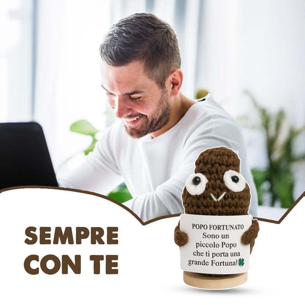 Peluche Crochet Con base in legno- Popo Fortunato