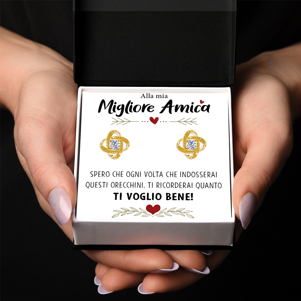 Orecchini Nodo con Pietra in Acciaio chirurgico - Alla mia migliore amica