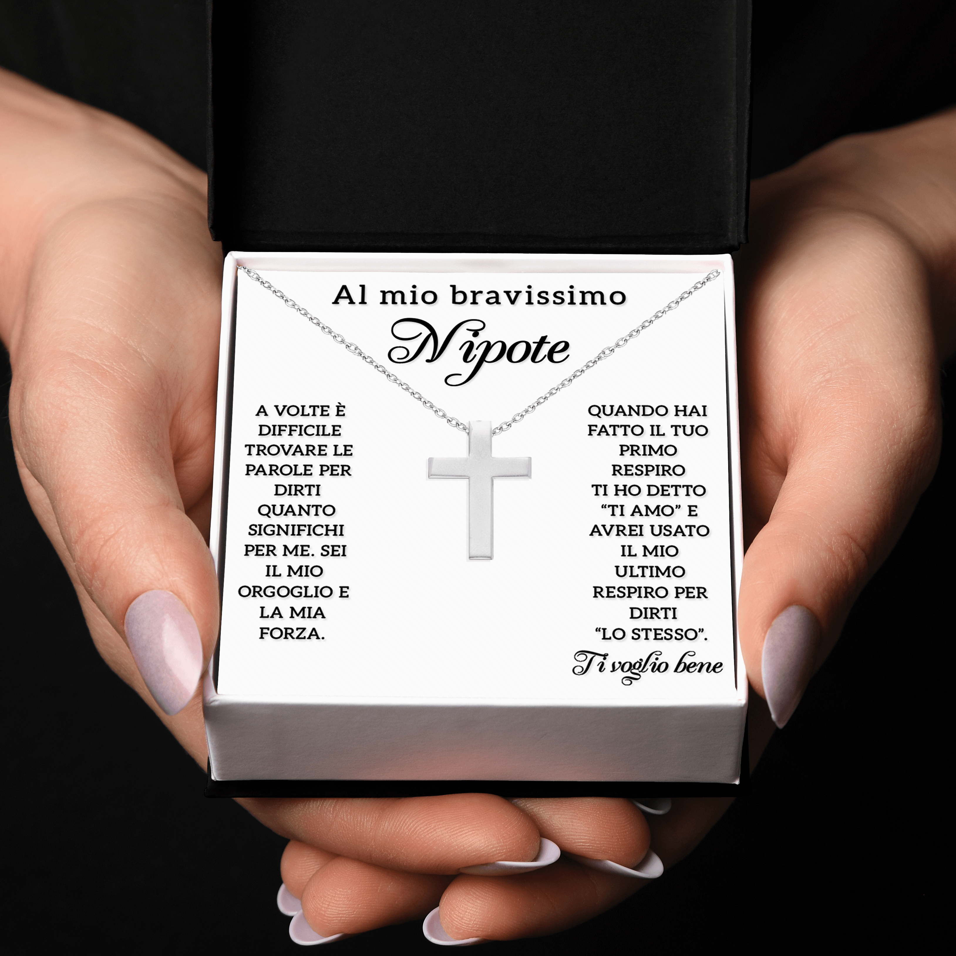 Collana Croce Argento sterling 925 - A Mio Nipote