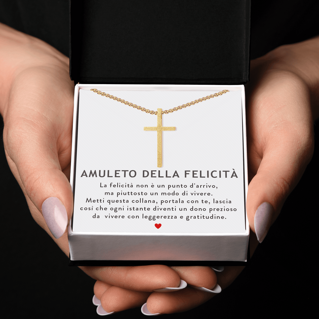 Collana Croce Oro - Amuleto della Felicità.