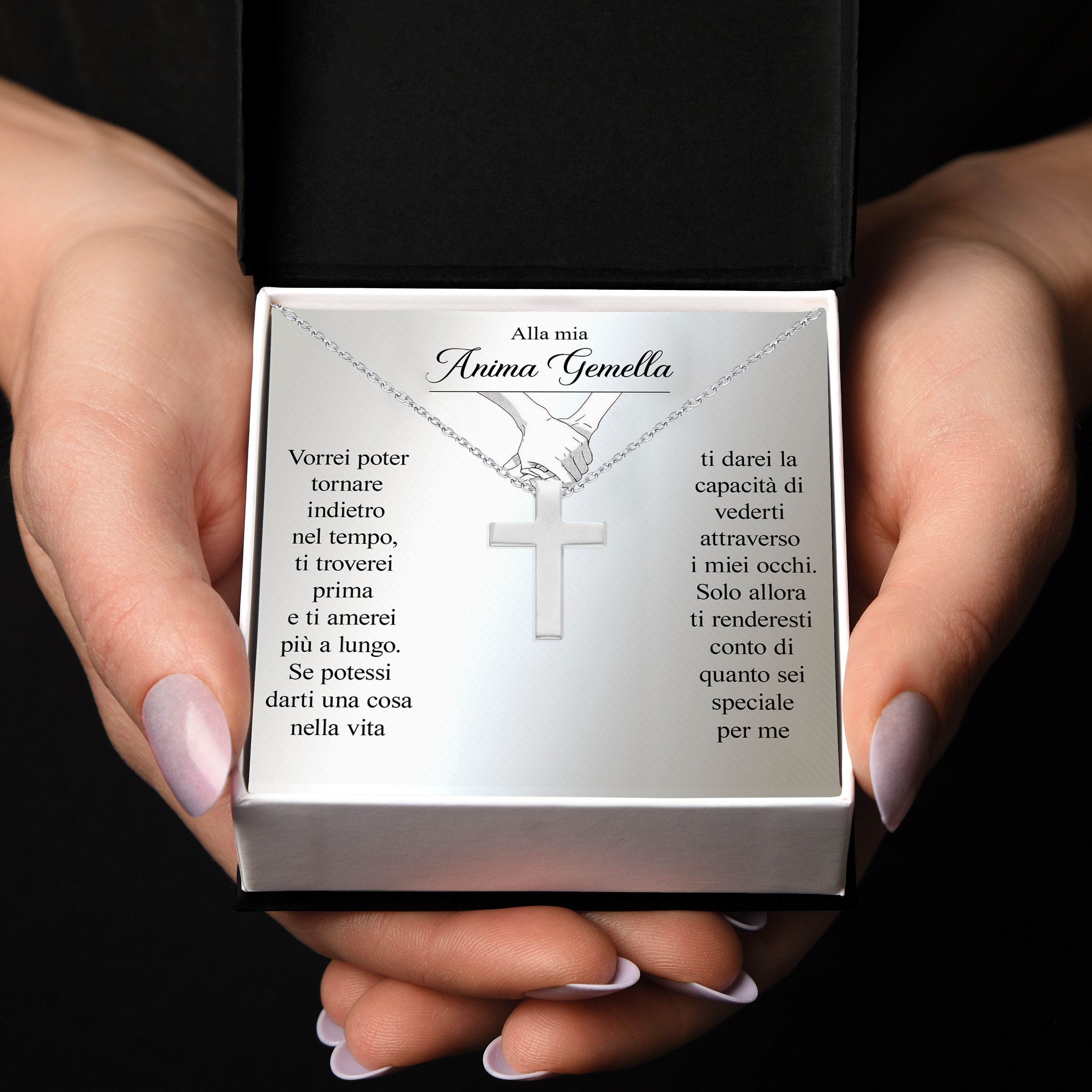 Collana Croce Argento sterling 925 - Alla mia Anima Gemella.