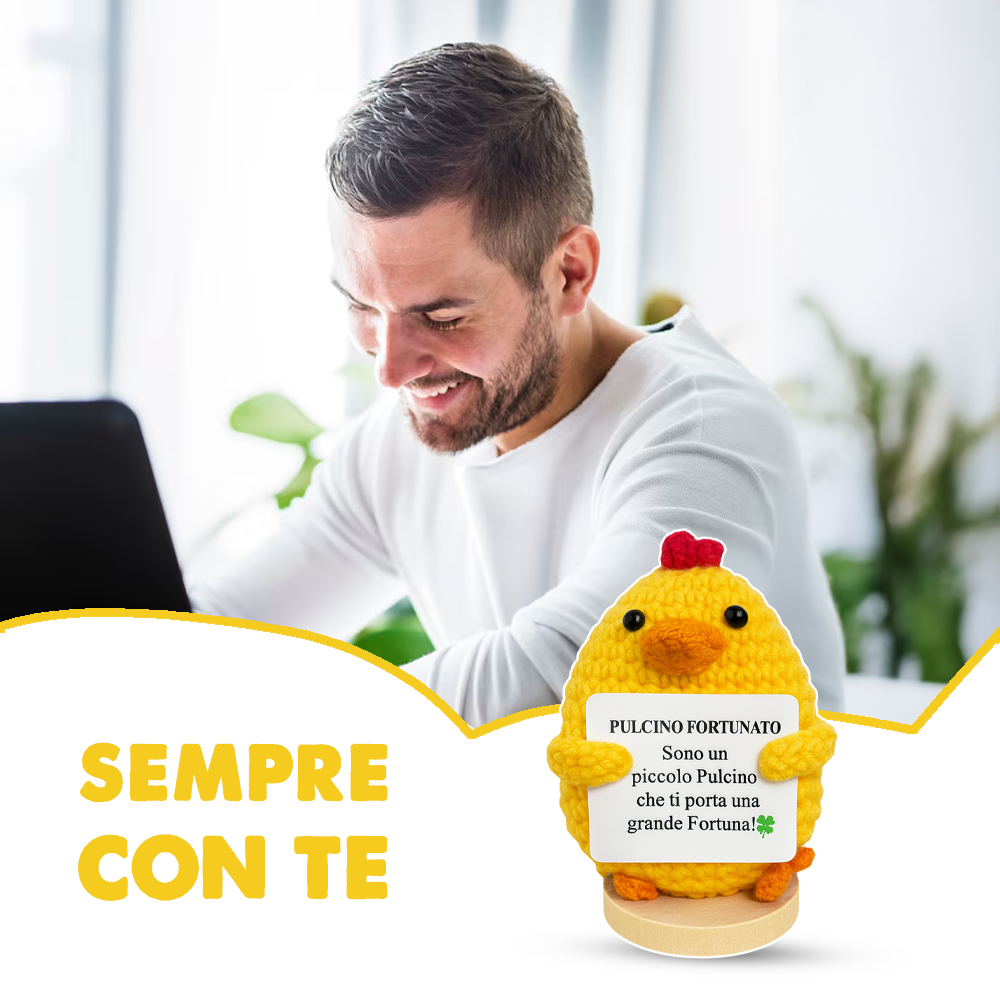Peluche Crochet Con base in legno - Pulcino Fortunato