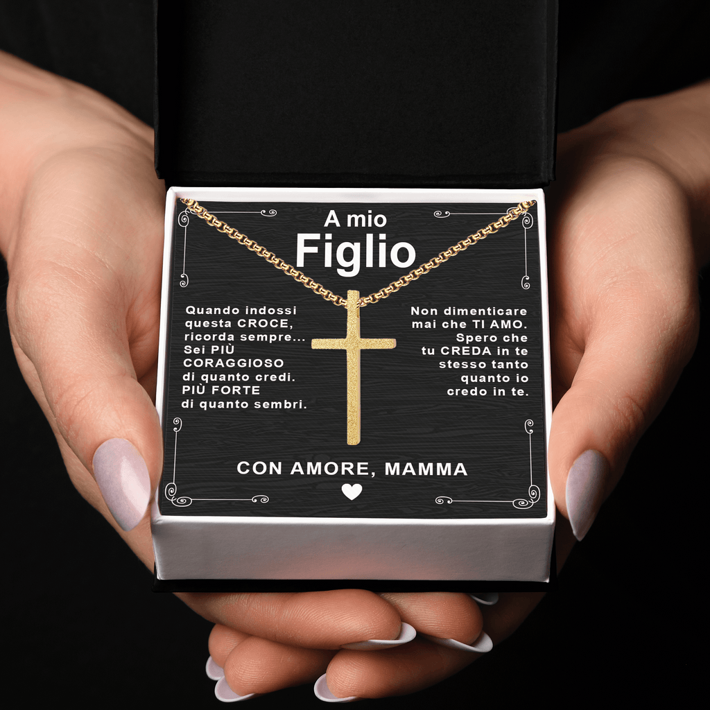 Collana Croce - A Mio Figlio, con Amore Mamma.