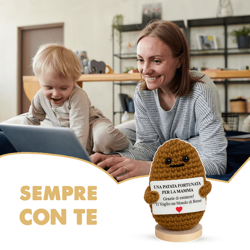 Peluche Crochet con Base in Legno - Patata Fortunata per la mia Mamma