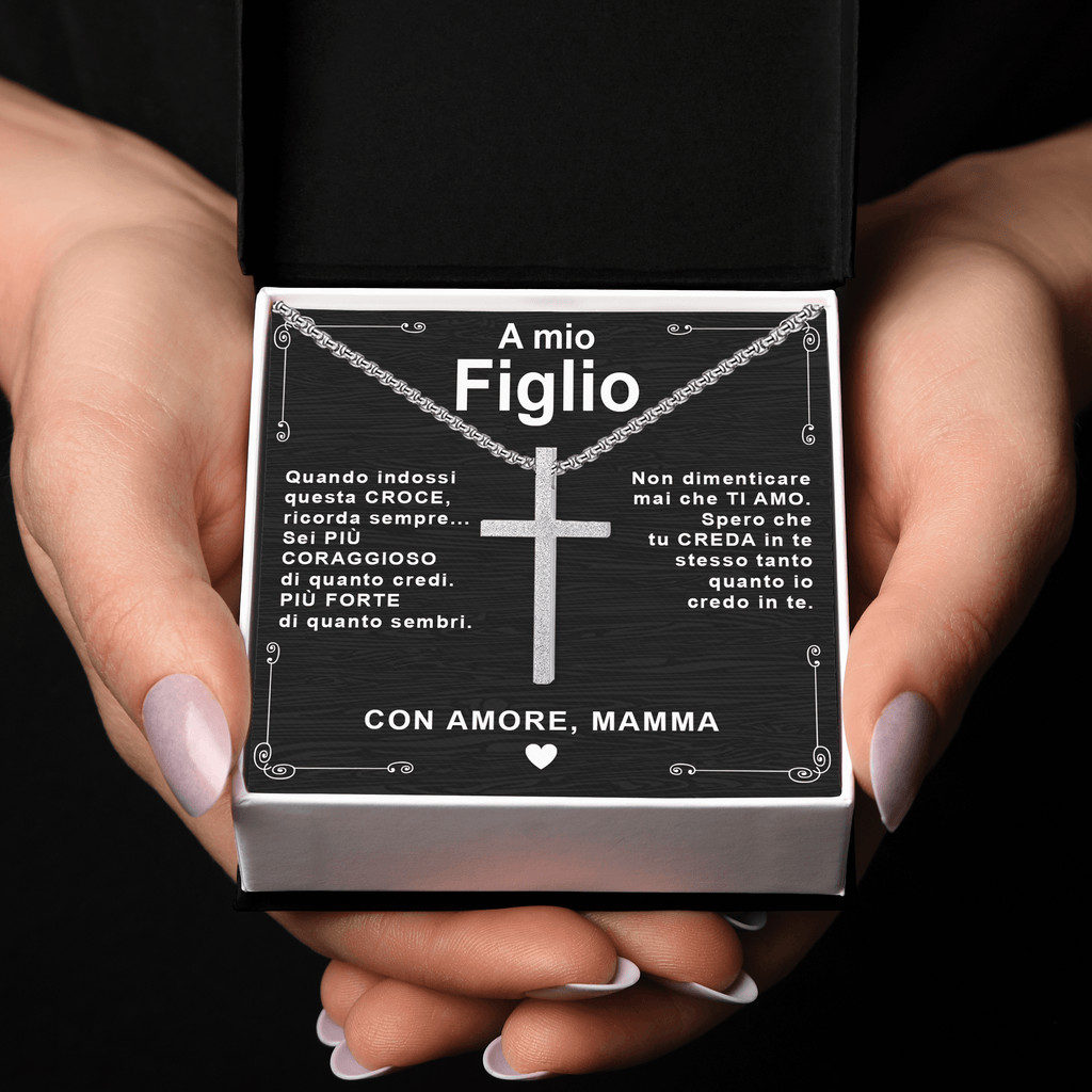 Collana Croce - A Mio Figlio con Amore Mamma.