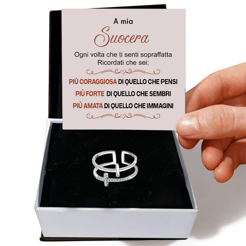 Anello da Donna in Argento Sterling 925 Per mia Suocera - Croce
