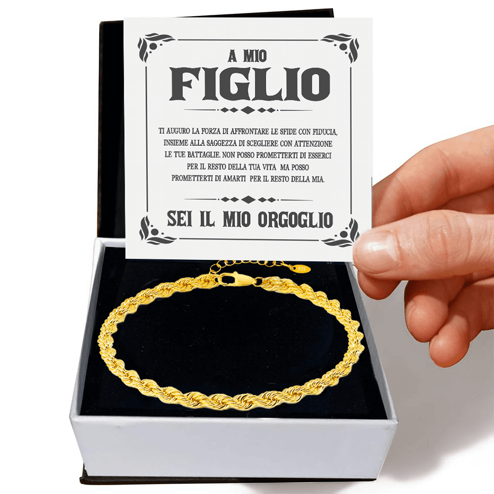 Bracciale A Mio Figlio - Corda Oro