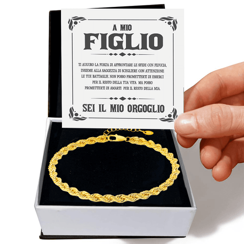 Bracciale A Mio Figlio - Corda Oro