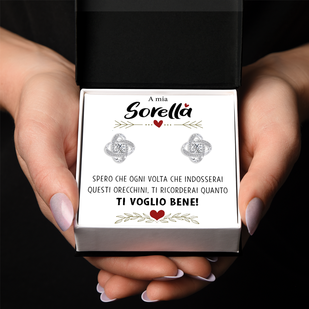 Orecchini Nodo con Pietra in Acciaio chirurgico - A mia Sorella