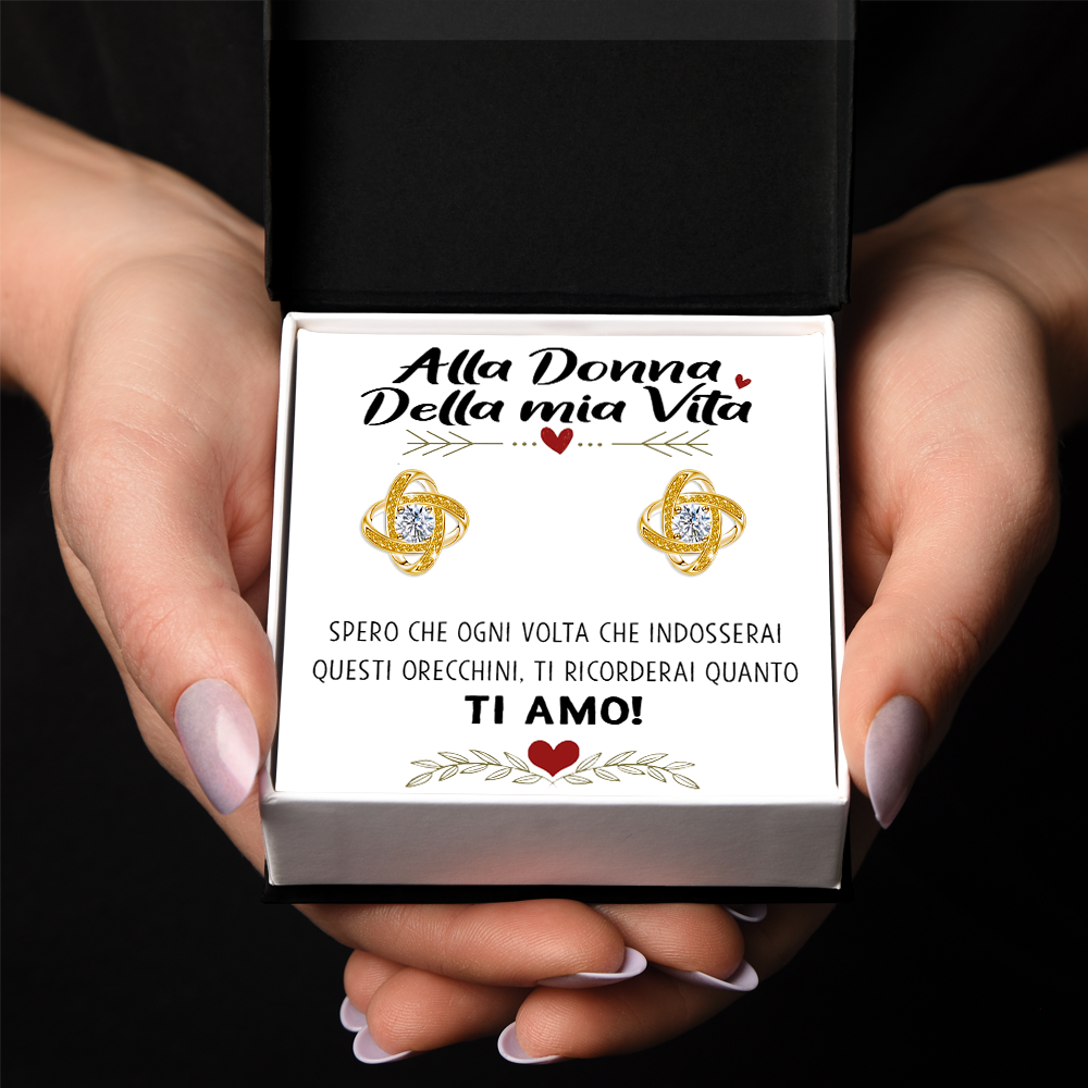 Orecchini Nodo con Pietra in Acciaio chirurgico - Alla donna della mia vita