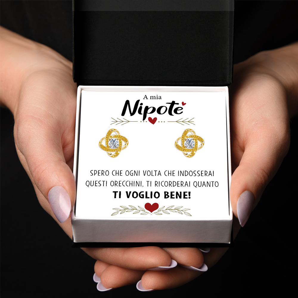 Orecchini Nodo con Pietra in Acciaio chirurgico - A mia Nipote