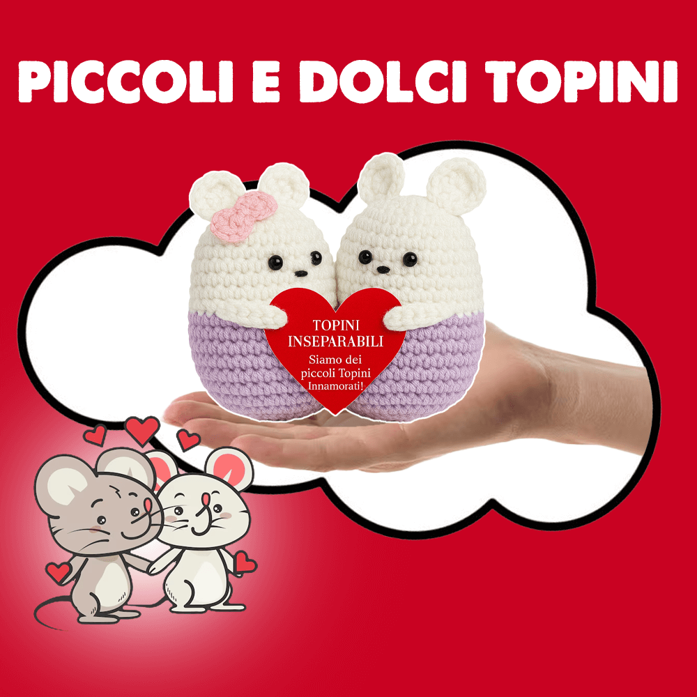 Peluche Crochet con Base in Legno - Topini Inseparabili