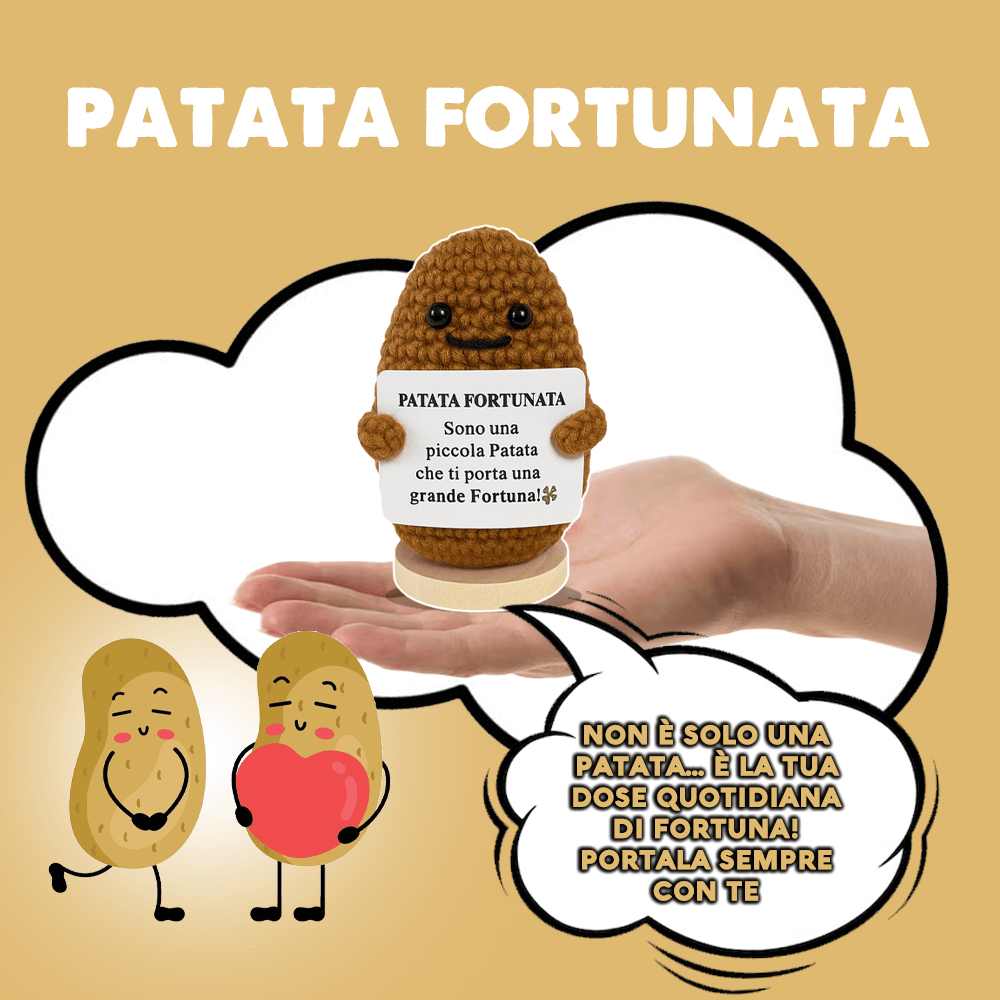 Peluche Crochet con Base in Legno  - Patata Fortunata