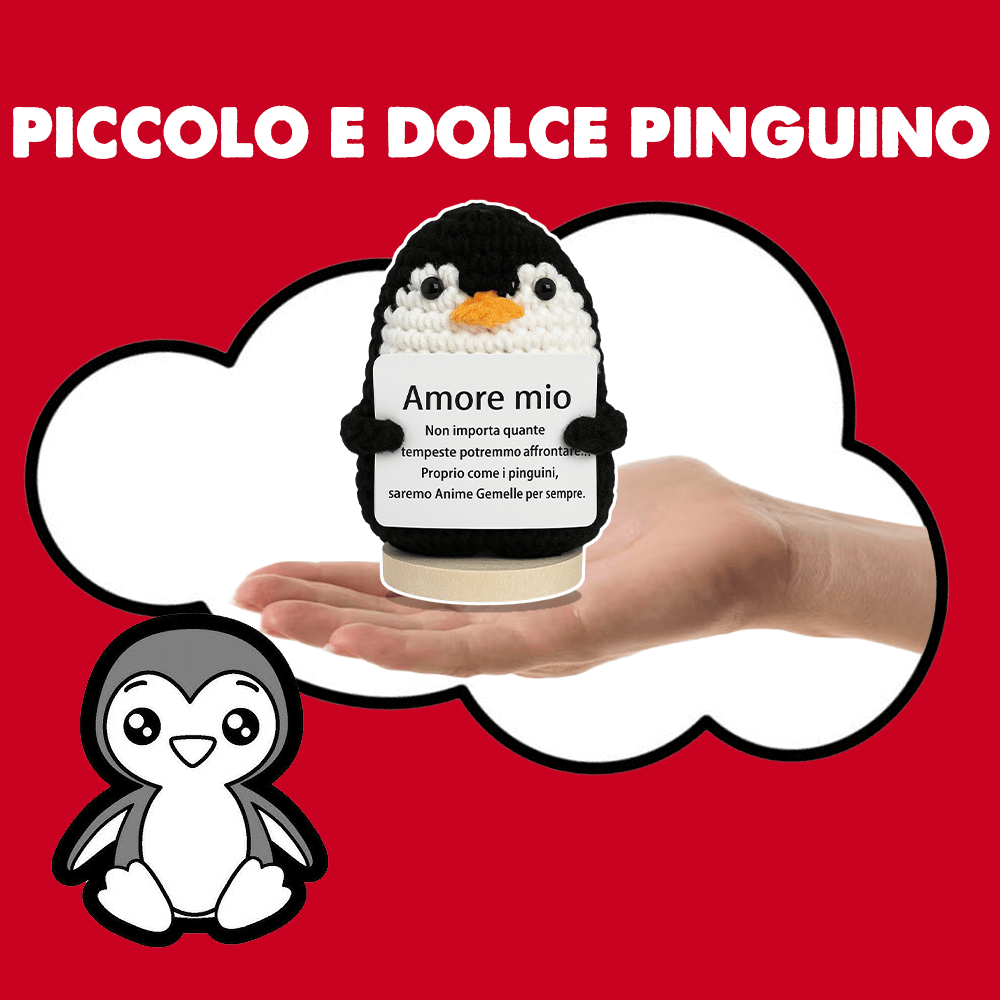 Peluche Crochet Con base in legno - Pinguino Amore mio