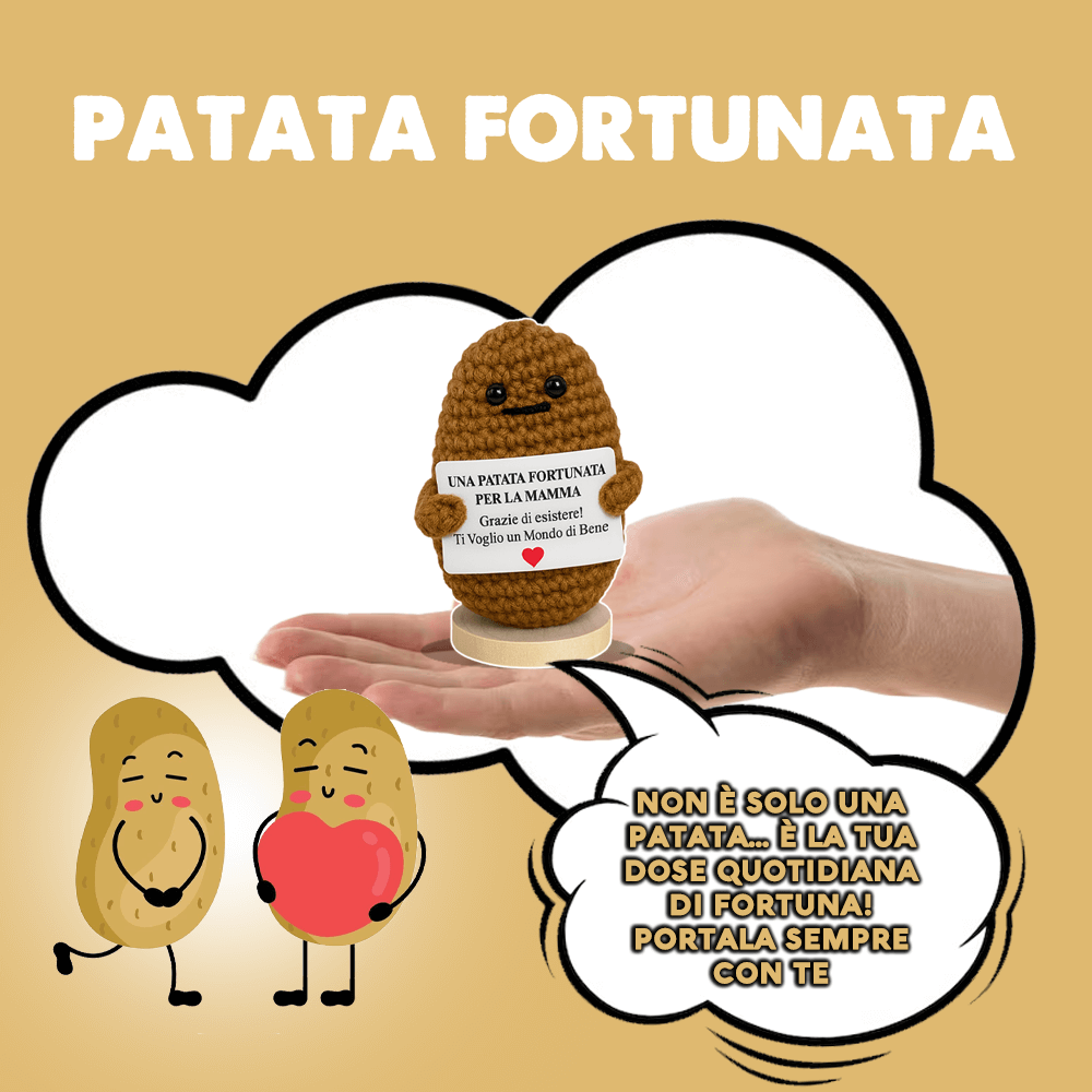 Peluche Crochet con Base in Legno - Patata Fortunata per la mia Mamma