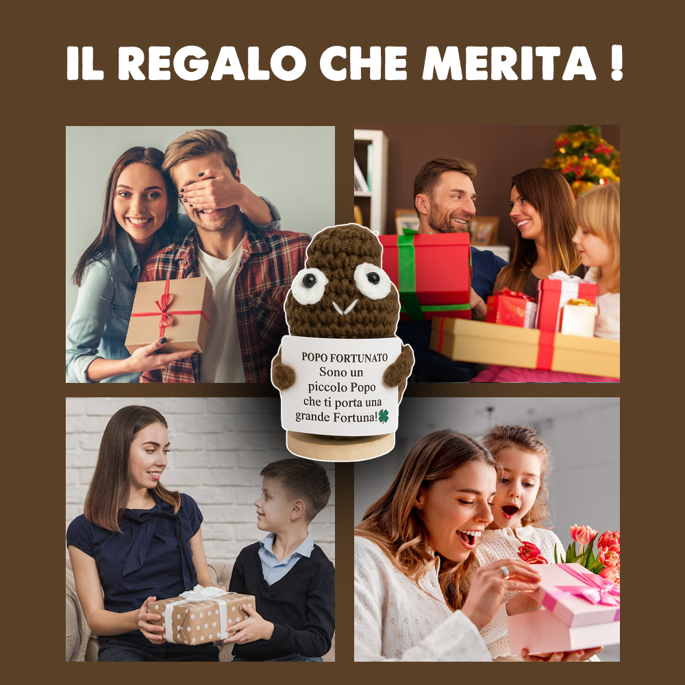 Peluche Crochet Con base in legno- Popo Fortunato