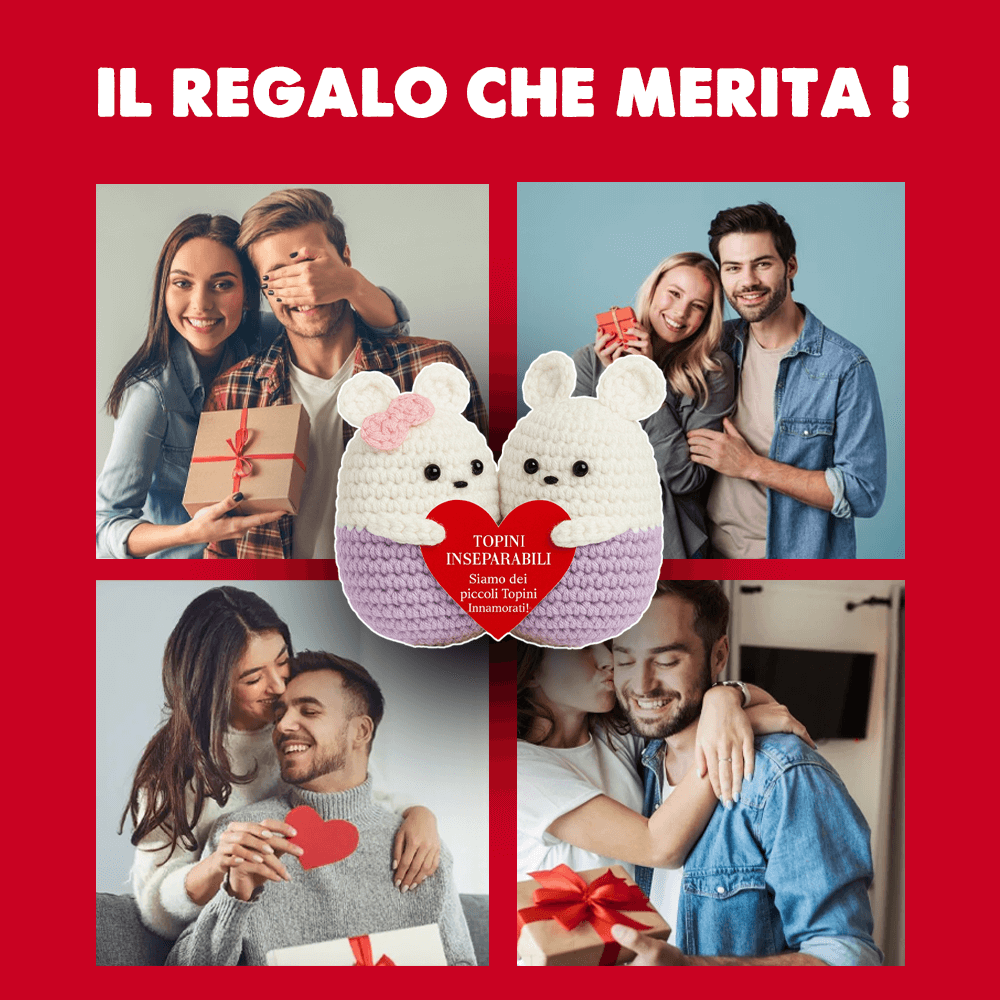 Peluche Crochet con Base in Legno - Topini Inseparabili