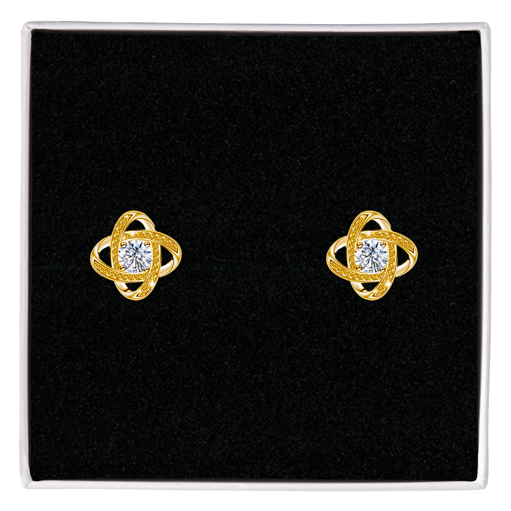 Orecchini Nodo con Pietra Donna in Acciaio chirurgico con Finitura in Oro 18k